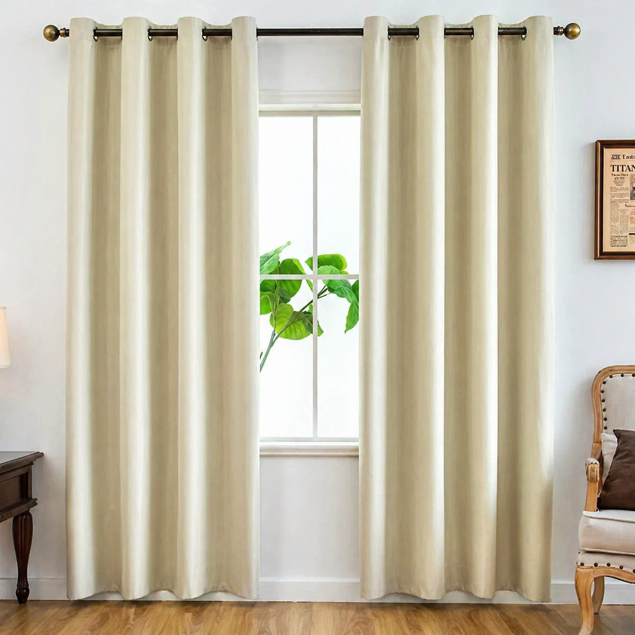 Pair of Blackout Curtains Set Eyelet Ring Top Ready Made Thick Thermal Curtain