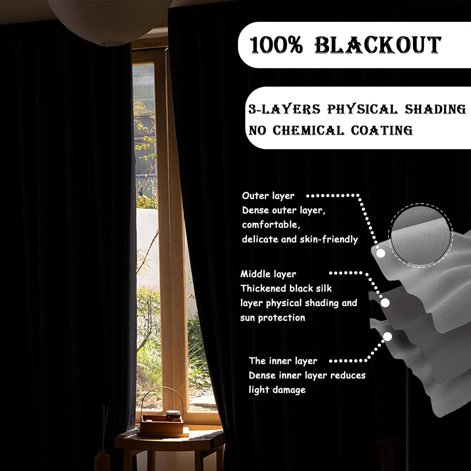Blackout Room Divider Curtains with Ceiling Track, 10×9 Ft, Noise Reduction