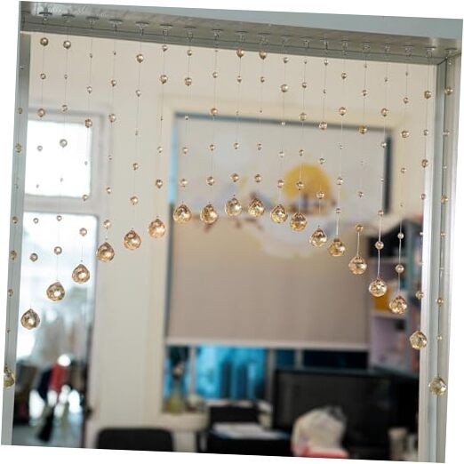 Crystal Beaded Curtain, 20 Strings Arched 40″W x 23″L (Pack of 1) Chamgagne