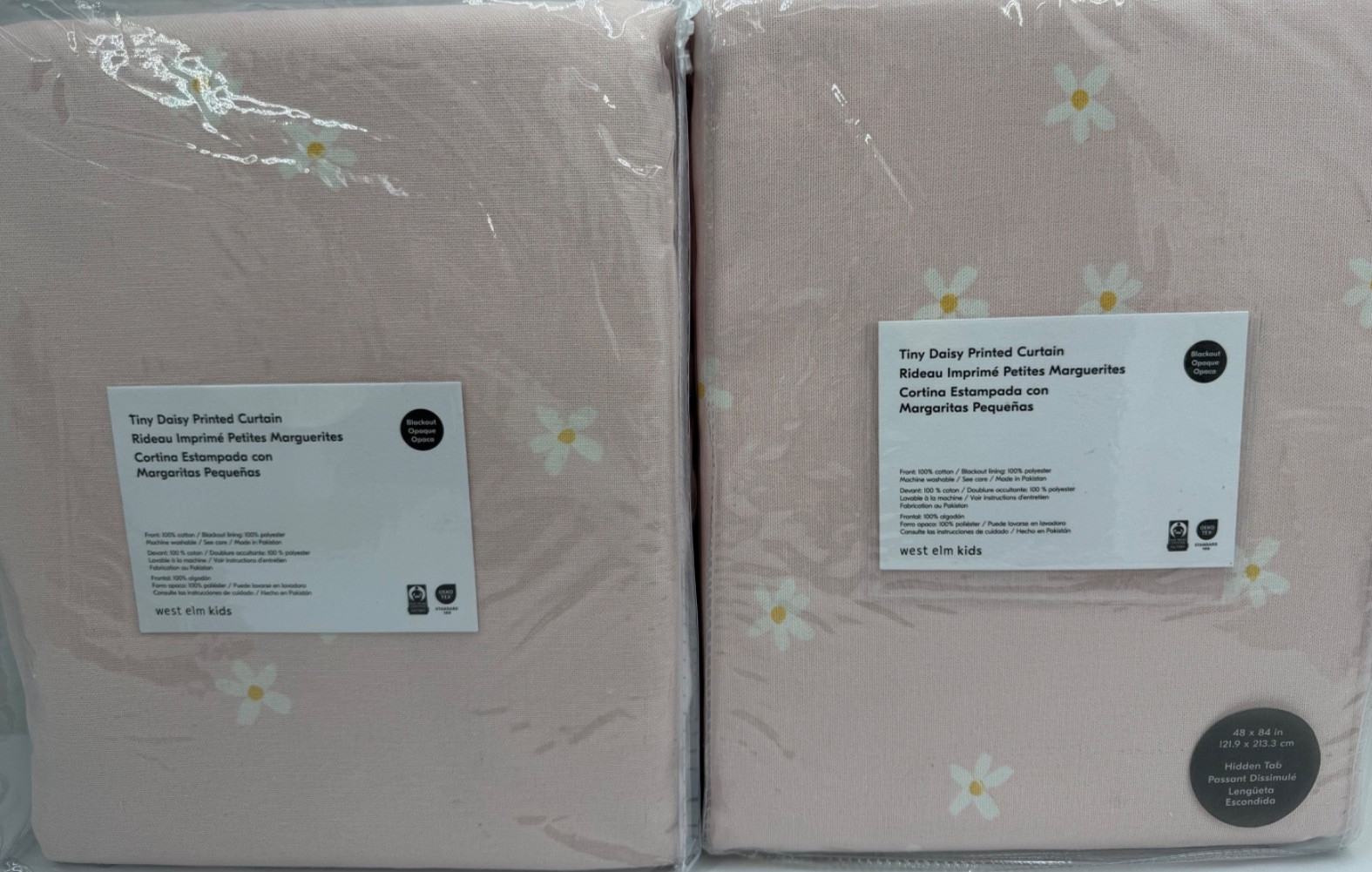 New West Elm Daisy Blackout Drapes 48″ x 84″ ~Pink~ Set of 2 ~Pottery Barn~