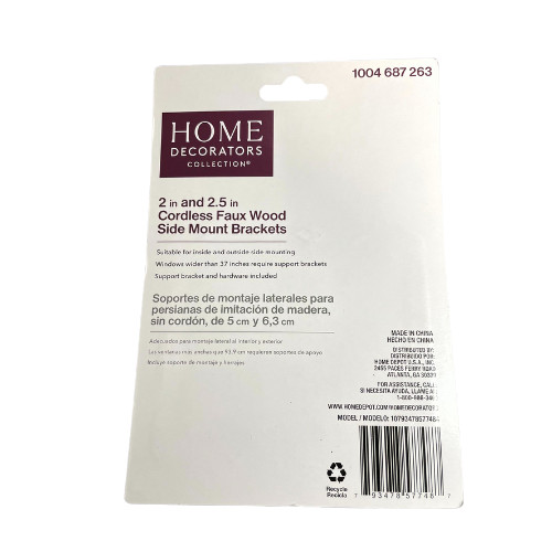 Home Decorators Collection 2 in. & 2.5 in Cordless Faux Wood Bracket Set (2 Pk)