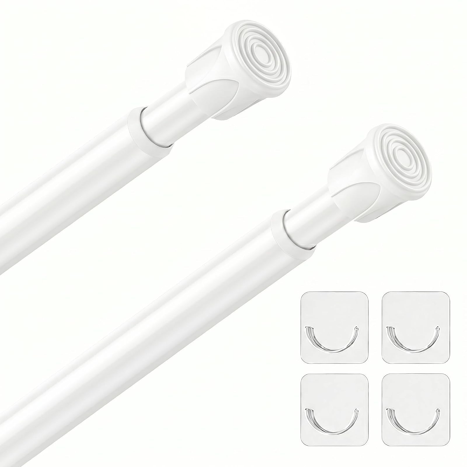2 Pack Adjustable Black Spring Tension Curtain Rods 28-48 Inches