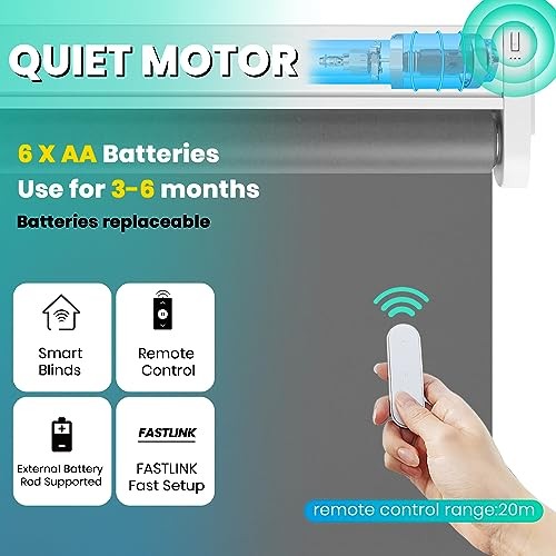Motorized Roller Blinds with Remote Control for Windows, Blackout Smart