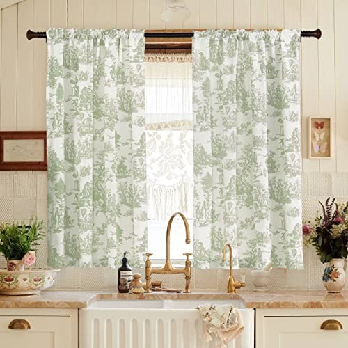 Curtains for Kitchen Bathroom Window,Set of 40″W x 48″L (Pack of 2) Sage Green