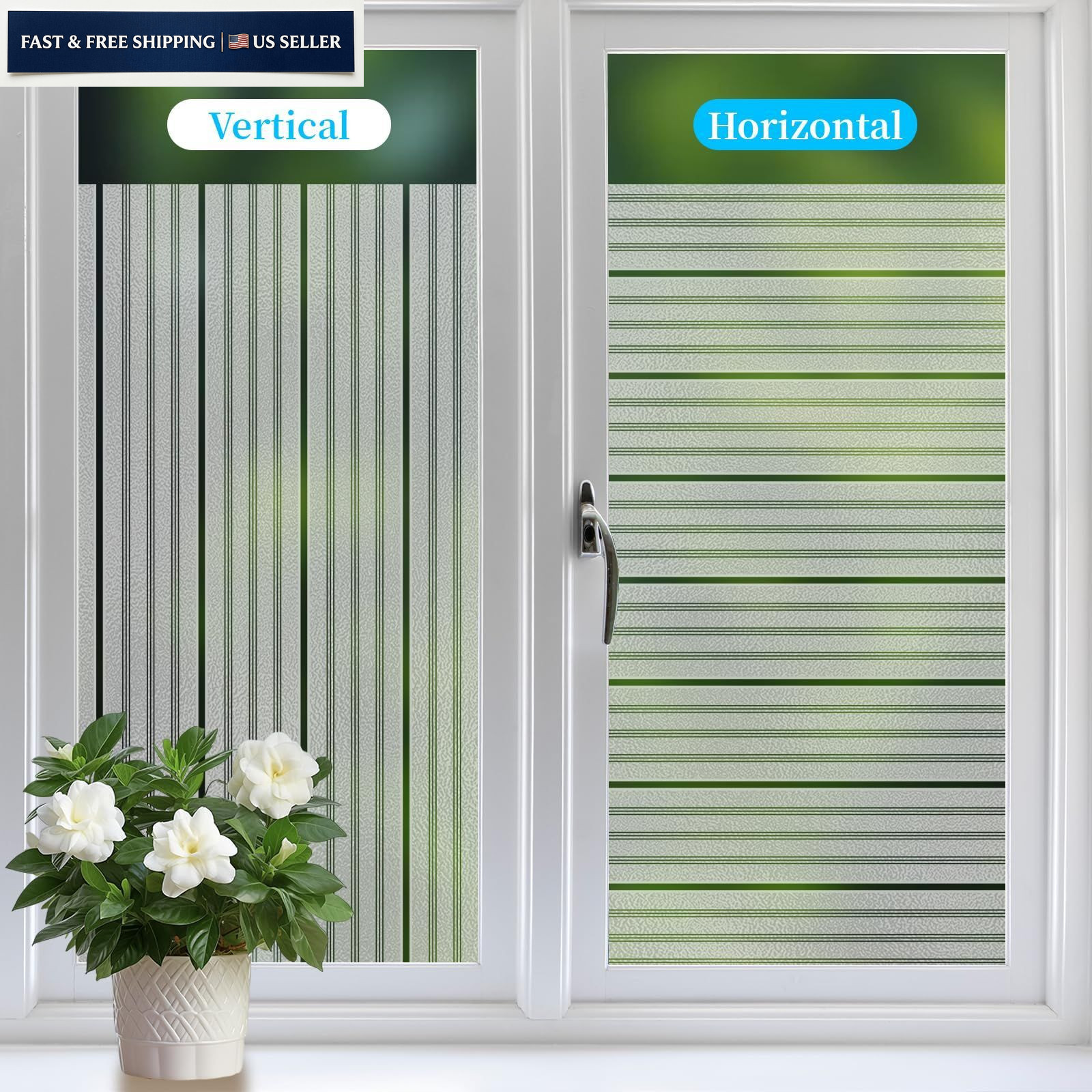 Niviy Reeded Window Privacy Film with Installation 17.7″ x 78.7″, White