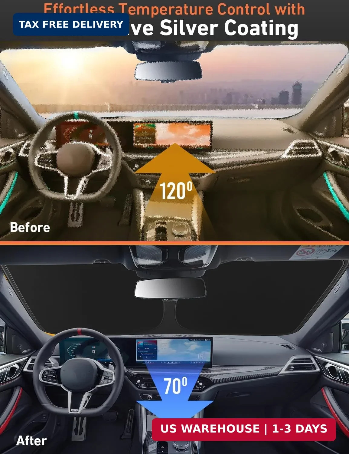 EcoNour Windshield Sunshade Compatible for Ford Ranger 2019-2024 2025 2026, Sun