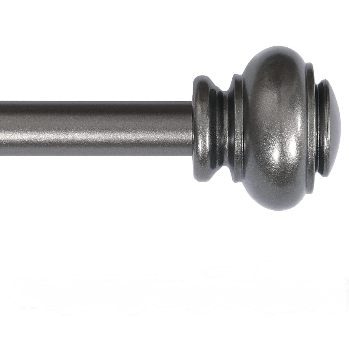 Decorative Adjustable Pewter Silver Single Drapery Curtain Rod 16-28”