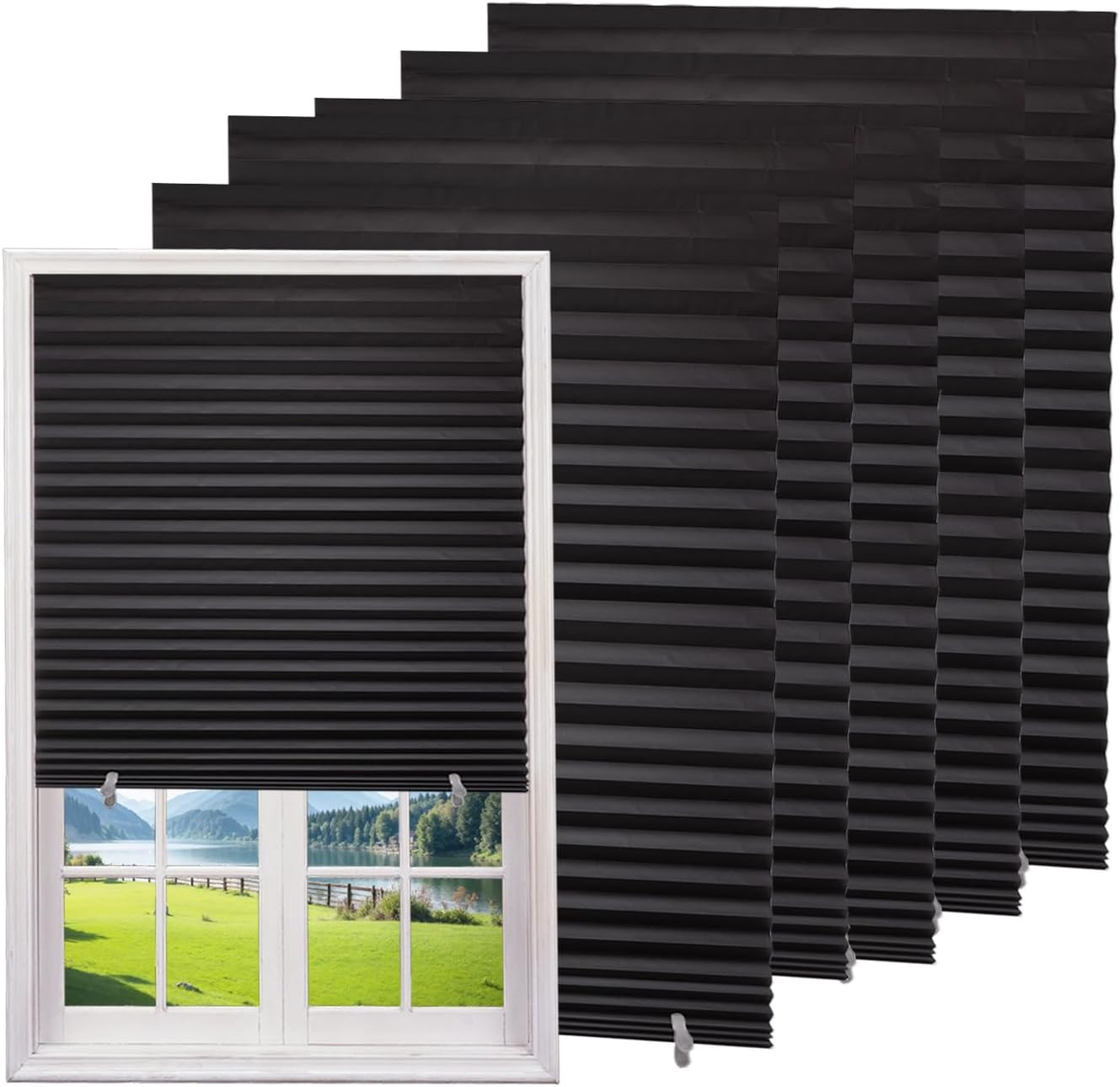 6-Pack Temporary Blackout Paper Blinds for Window, Cut to Size Adhesive Paper Sh