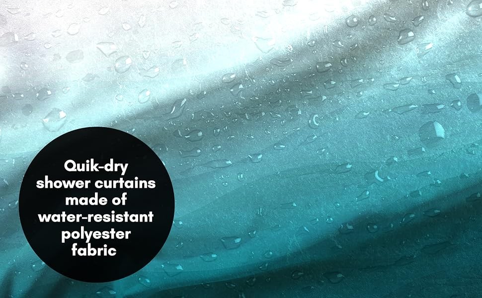 71×74 Wave Blue Ombre Shower Curtain – Water-Resistant Long Shower Curtain with