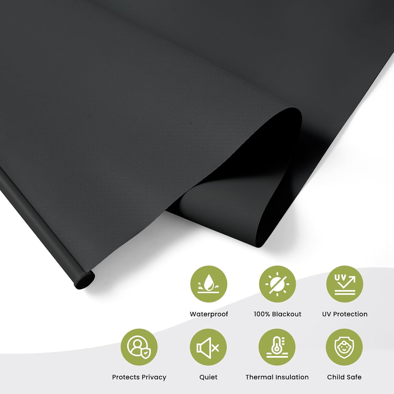 Cordless Blackout Roller Shades, UV Protection, 46″ W x 72″ H, Black