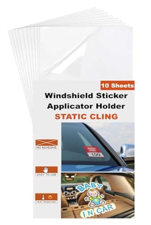 Windshield Sticker Applicator Holder Static Cling, 10 Pack 4 x 6 Inches Heat