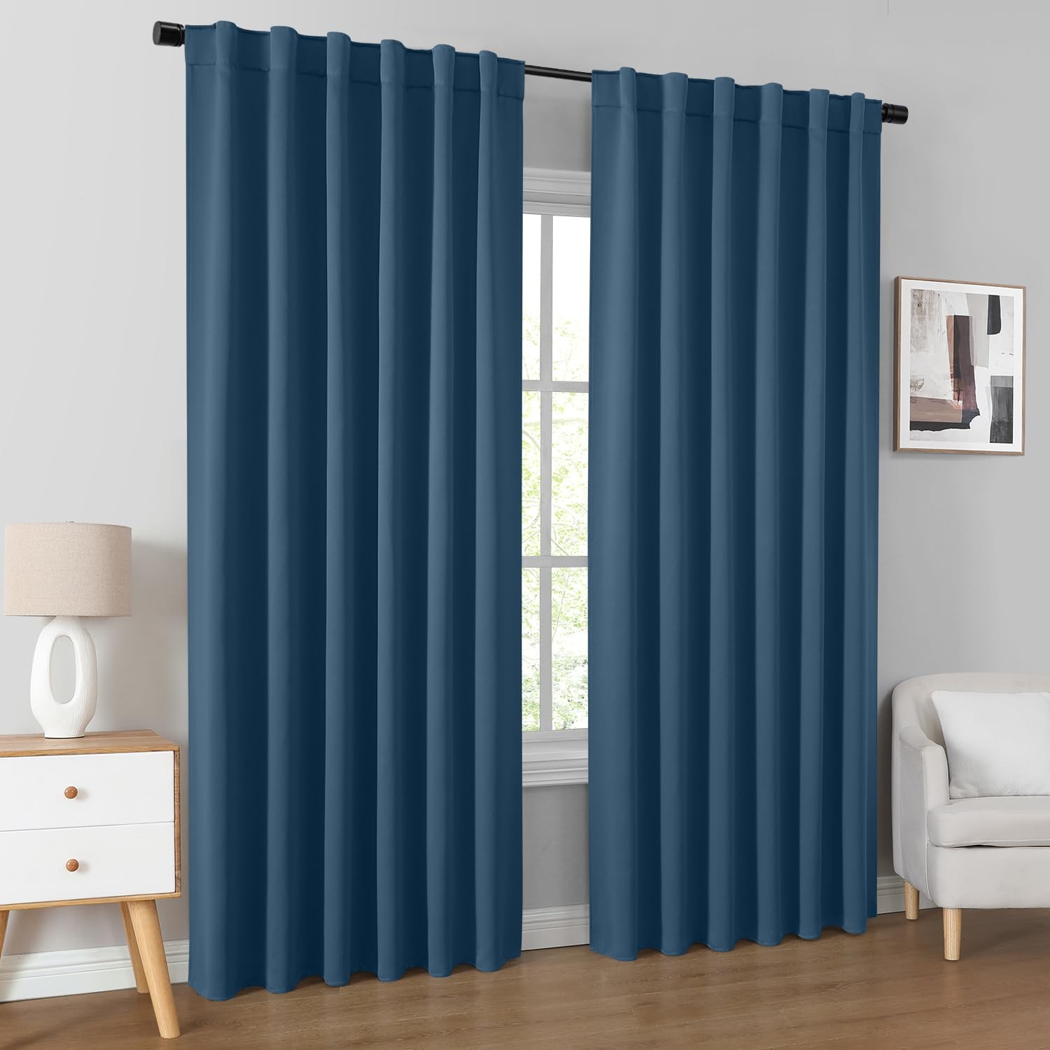 HOMEIDEAS Dark Teal Blackout Curtains 2 Panels Pinch Pleated W52 x L63