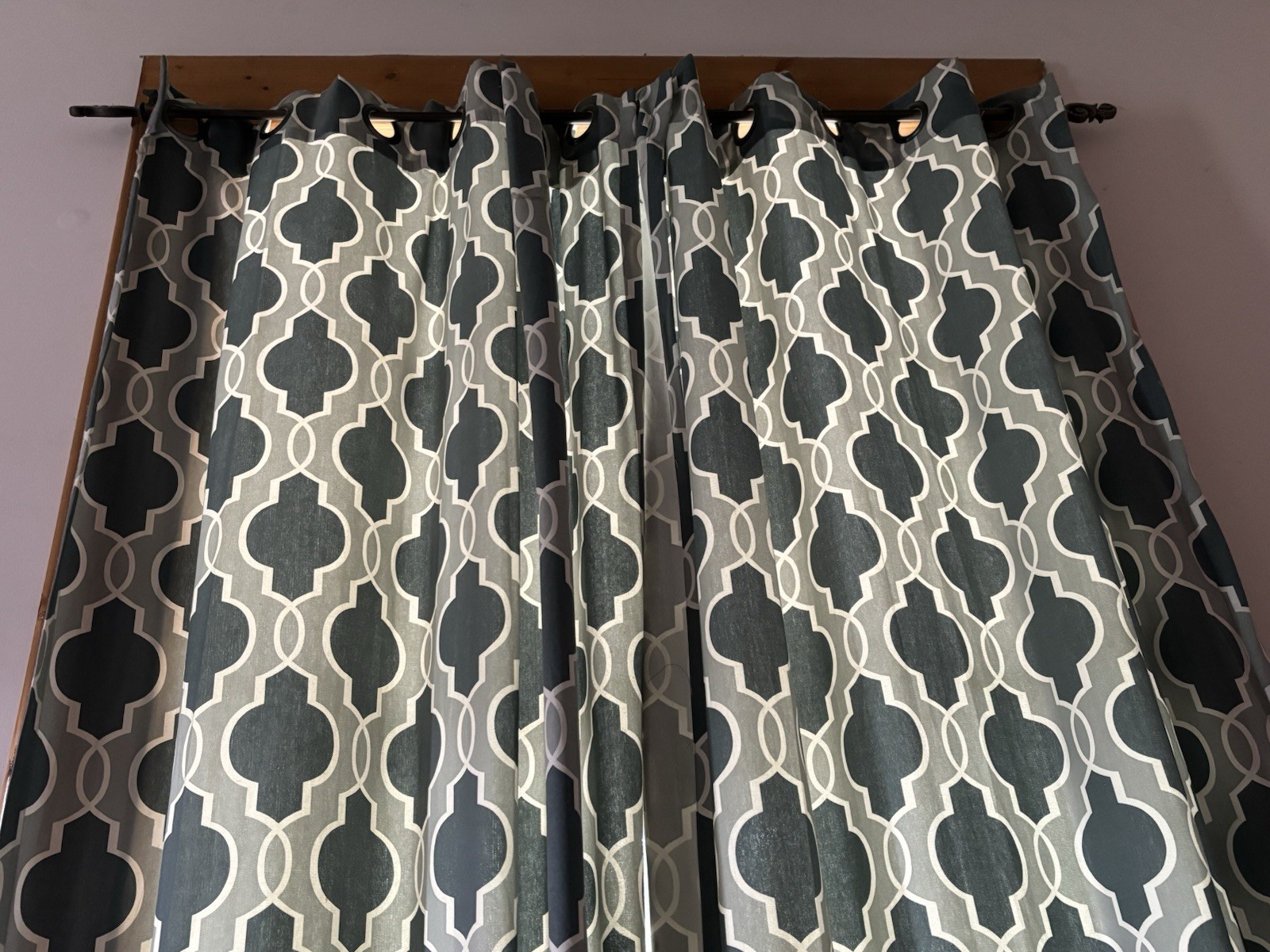 Teal/Grey 108” Curtains Panels Cotton Lot of 6 Drapes