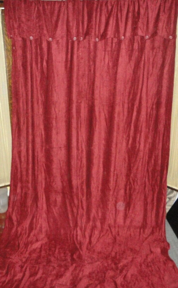 CROSCILL CHEVRON CHENILLE WARM MAROON (2) CURTAINS PANELS RAYON BLEND 44 X 108