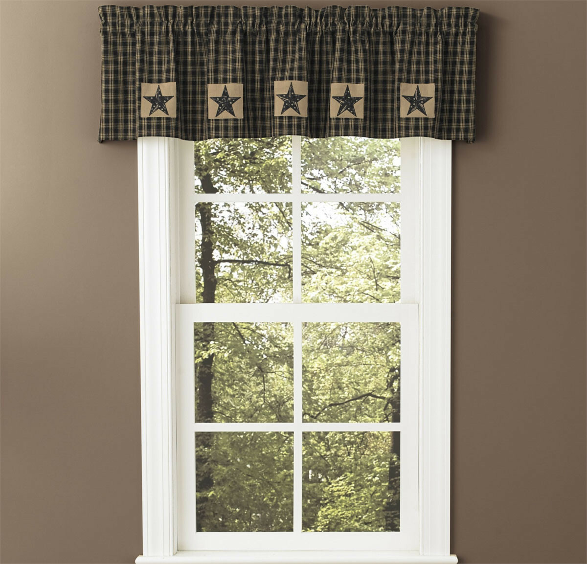 Park Design Star Country Cabin Farmhouse Primitive Rustic Lined Patch Valance