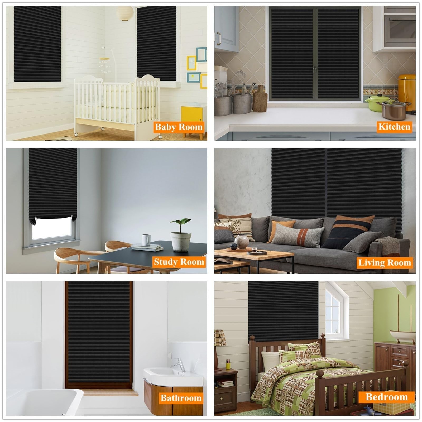 Cordless Temporary Blinds No Drill Adhesive Blackout Shades