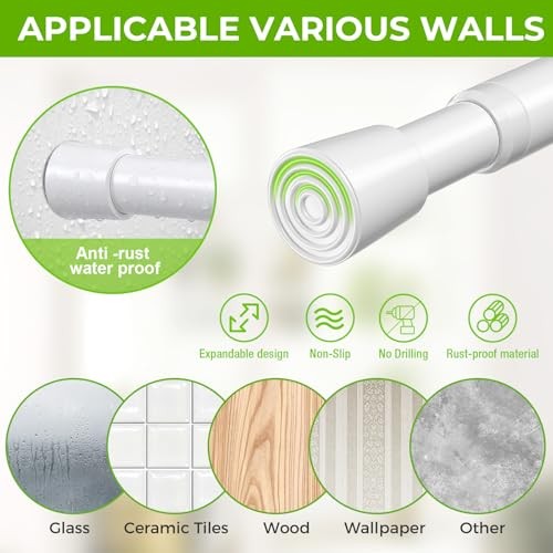 2 Pack Spring Tension Rods 26-39 Inches Adjustable No Drill 26-39inch-2P White