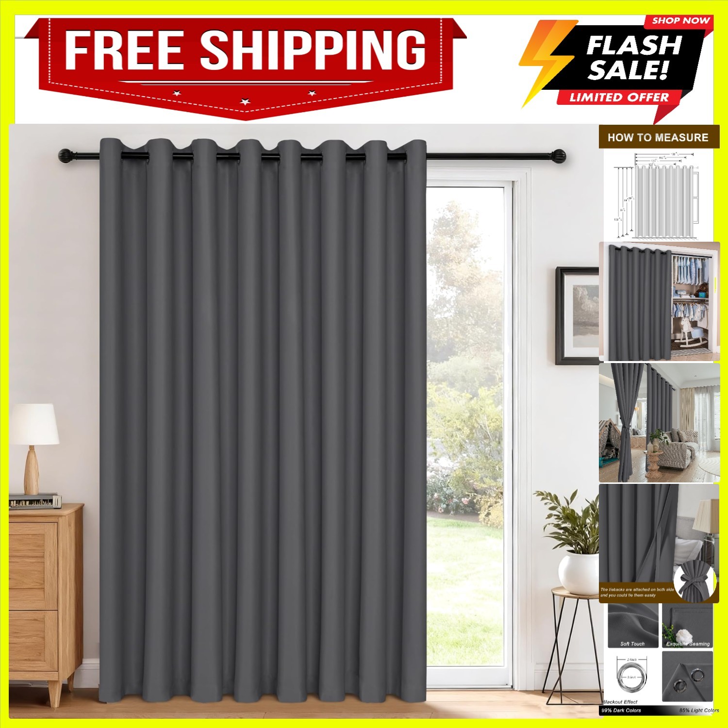 Sliding Glass Door Blackout Curtains for Privacy,Thermal Insulated Grommet Cu…