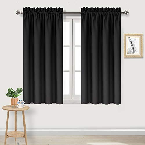 out Curtains for Bedroom – Rod Pocket Thermal 38″W x 54″L (Pack of 2) Black