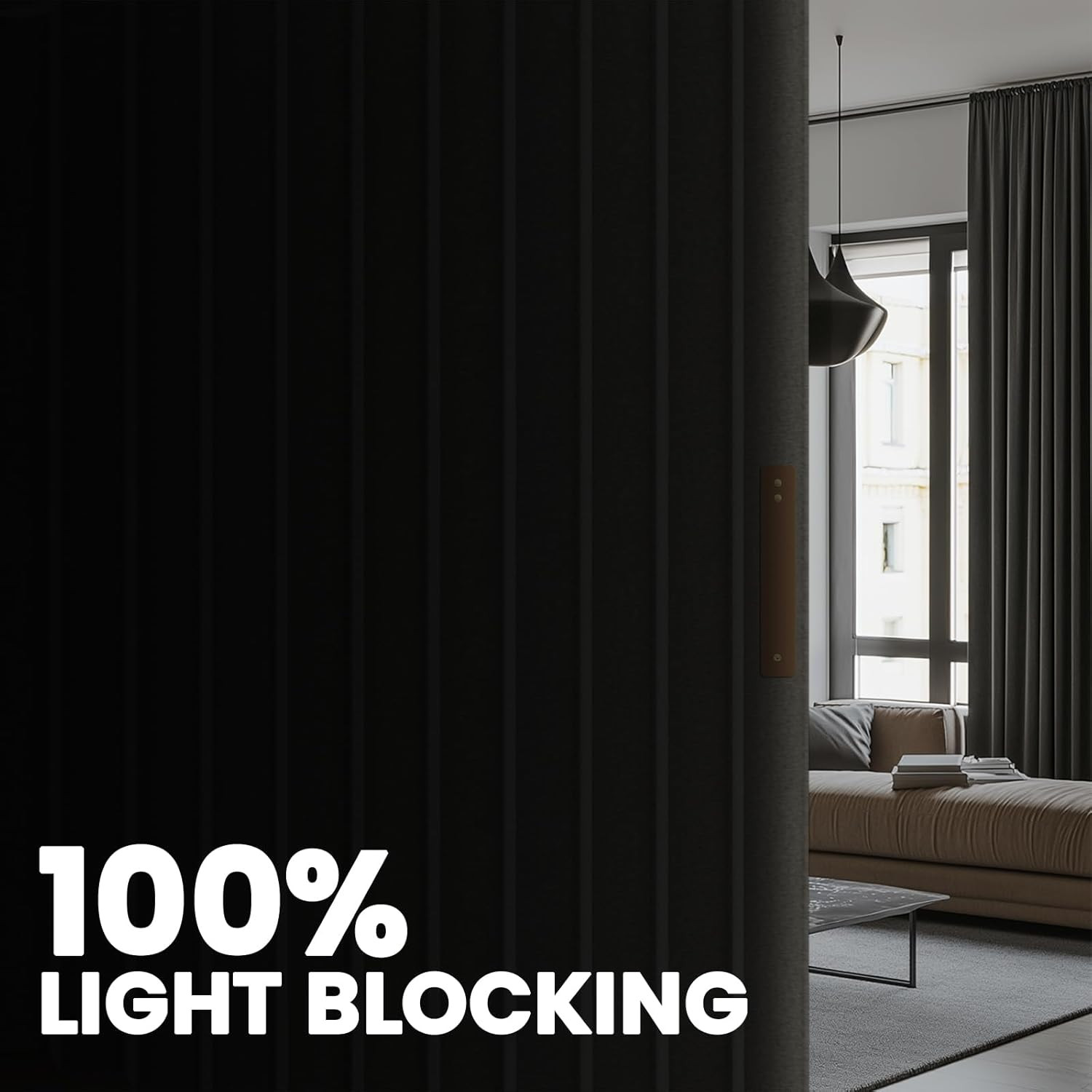 Blackout Room Divider Curtains with Ceiling Track – Noise Reducing, Grey 108