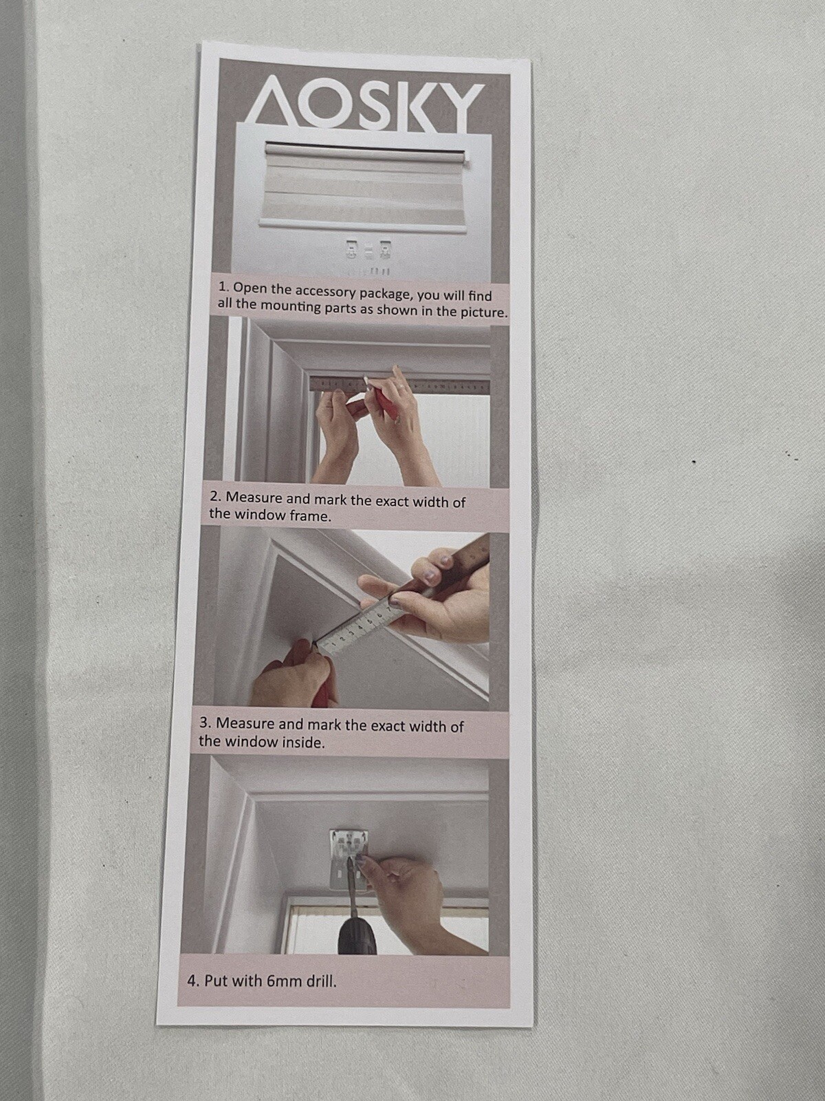 AOSKY Zebra Blinds Free-Stop Roller Windows Shades Dual Layer Light Control