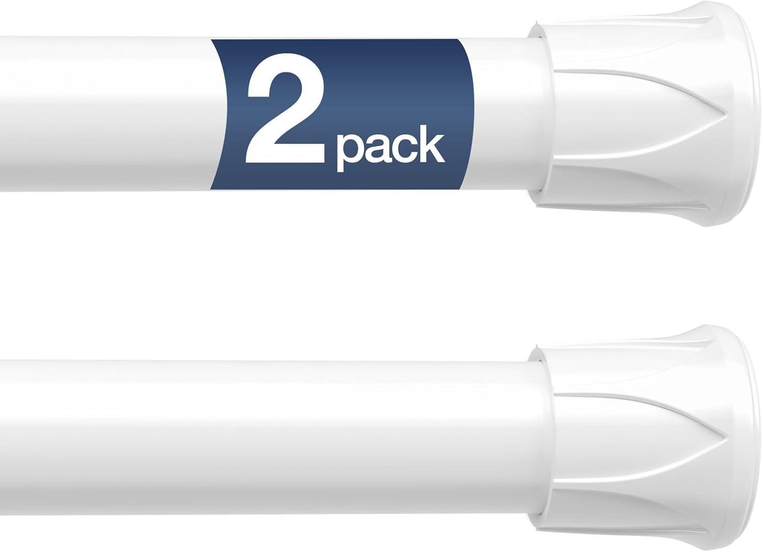 Adjustable White Spring Tension Curtain Rods 28-48 Inch | 2-Pack for Easy Fit