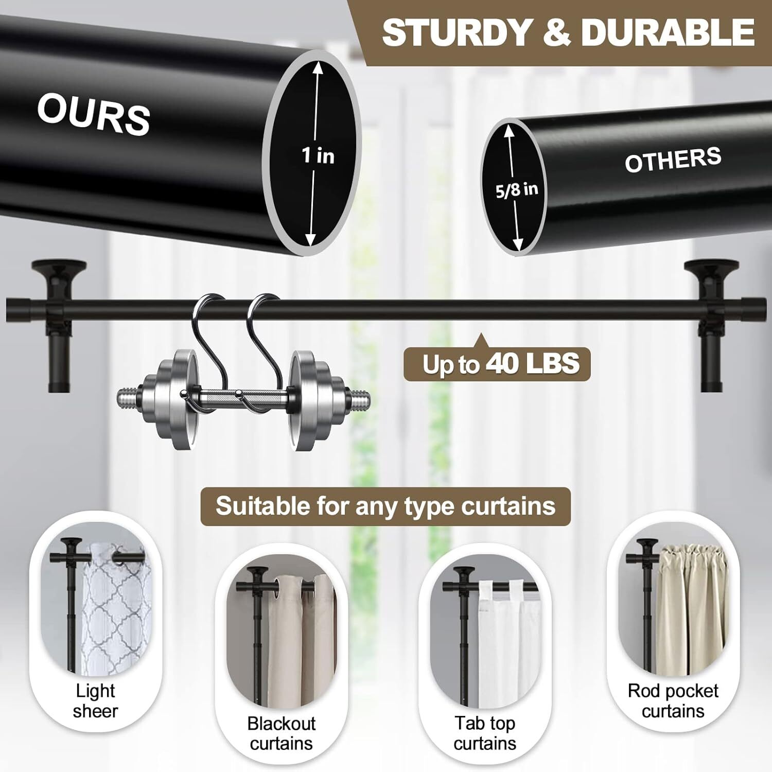 Room dividers, no-drill curtain rods wall dividers, privacy dividers window rods