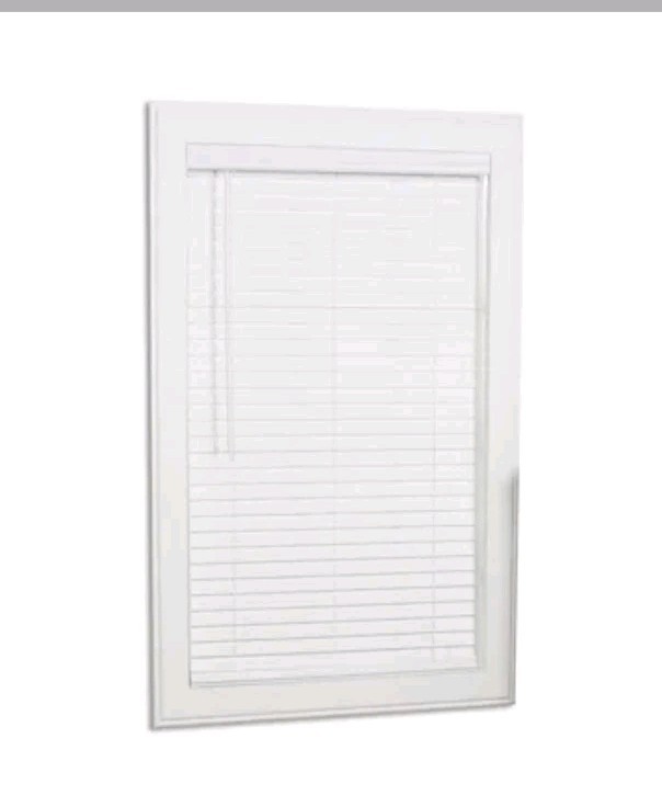 Allen + Roth Cordless Faux Wood 2-in Slat 23-in x 64-in Cordless White Blinds
