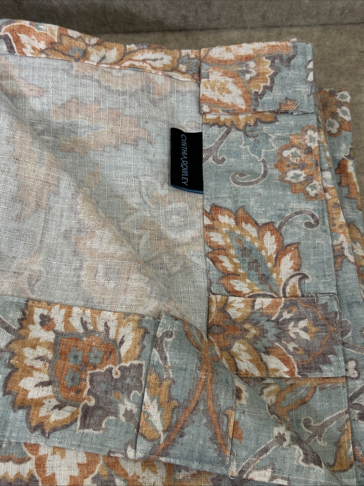 Set Of 2 Cynthia Rowley Luisa Jacobean Linen Blend 52×96 Floral Curtain Panels