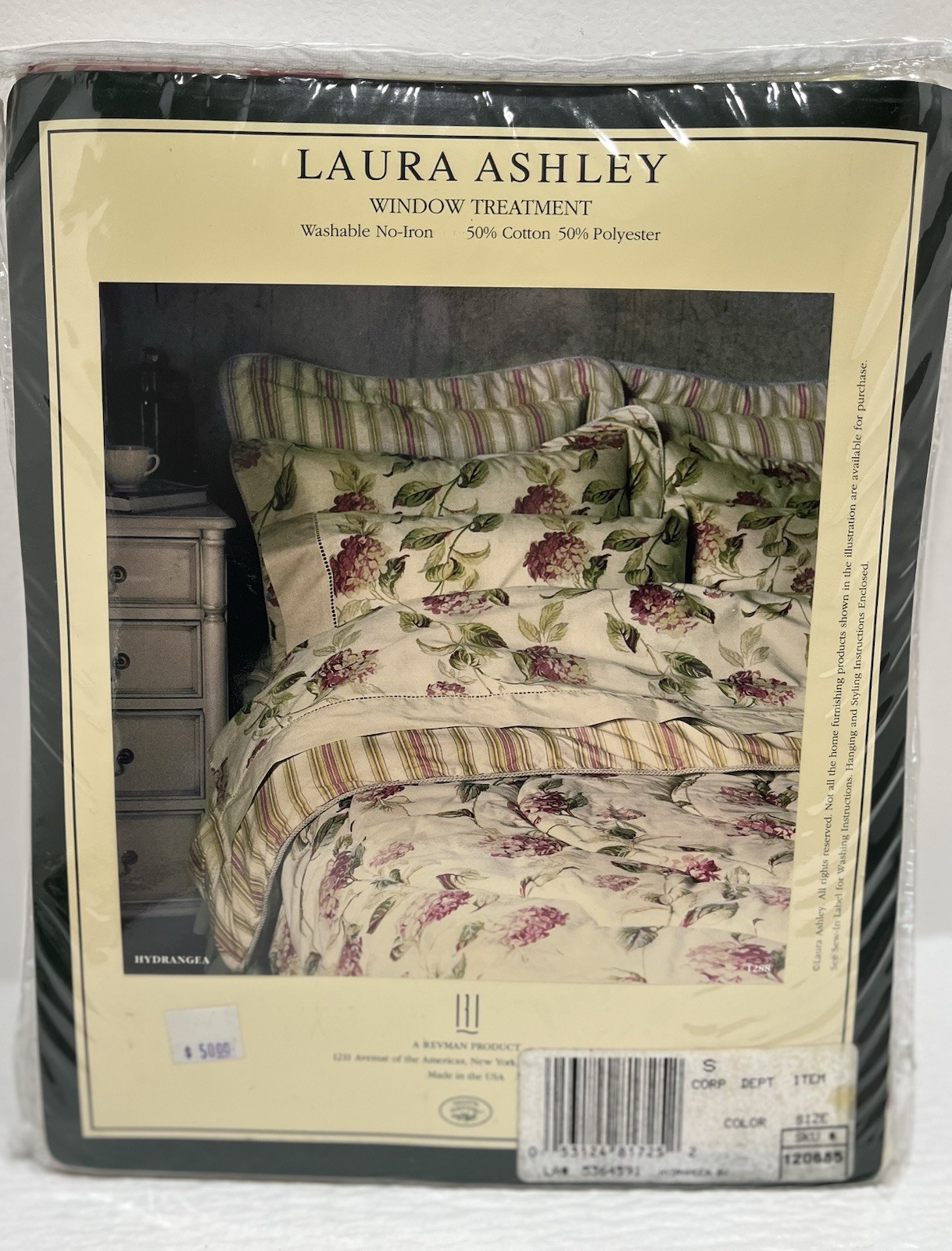 VTG Laura Ashley Blouson Valance Window Treatment Hydrangea NEW