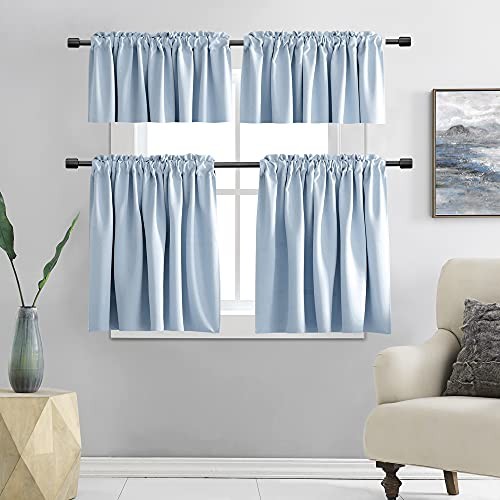 12 Inches Long Valances for Windows – 2 42″W x 12″L (Pack of 2) Light Blue