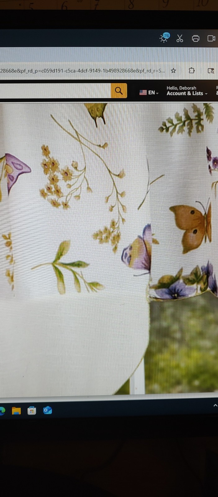 Enchanted Embellished Cottage Curtains Set 58″x36″ Butterflies & Flowers Design