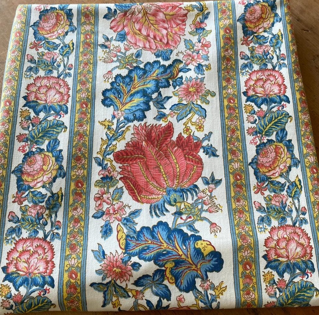 2 DRAPES Authentic Jacobean Pub Floral Stripe NOS “Lymington” Stunning & Value