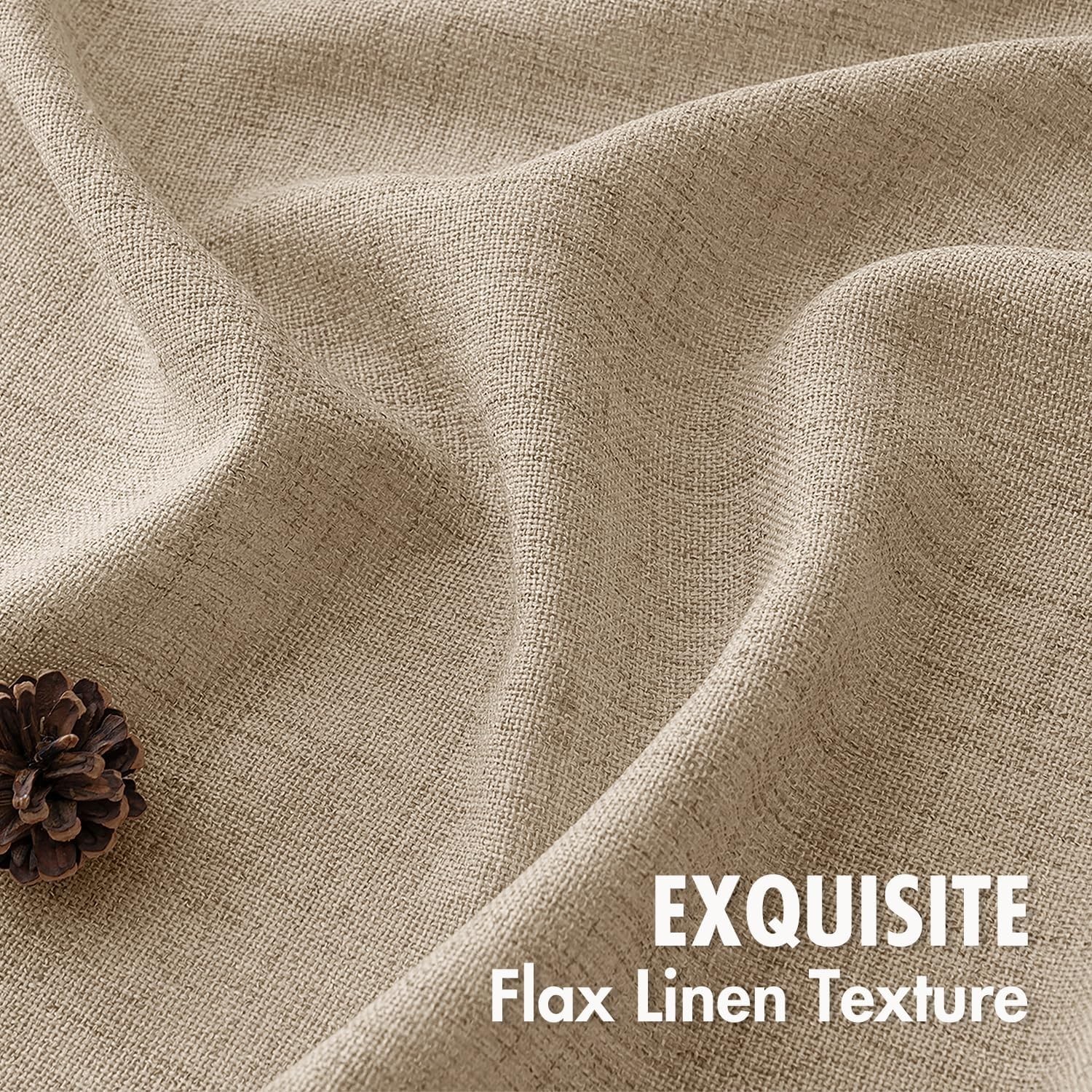 Faux Linen Curtains Panels Light Filtering Window Drapes for Living Room and …