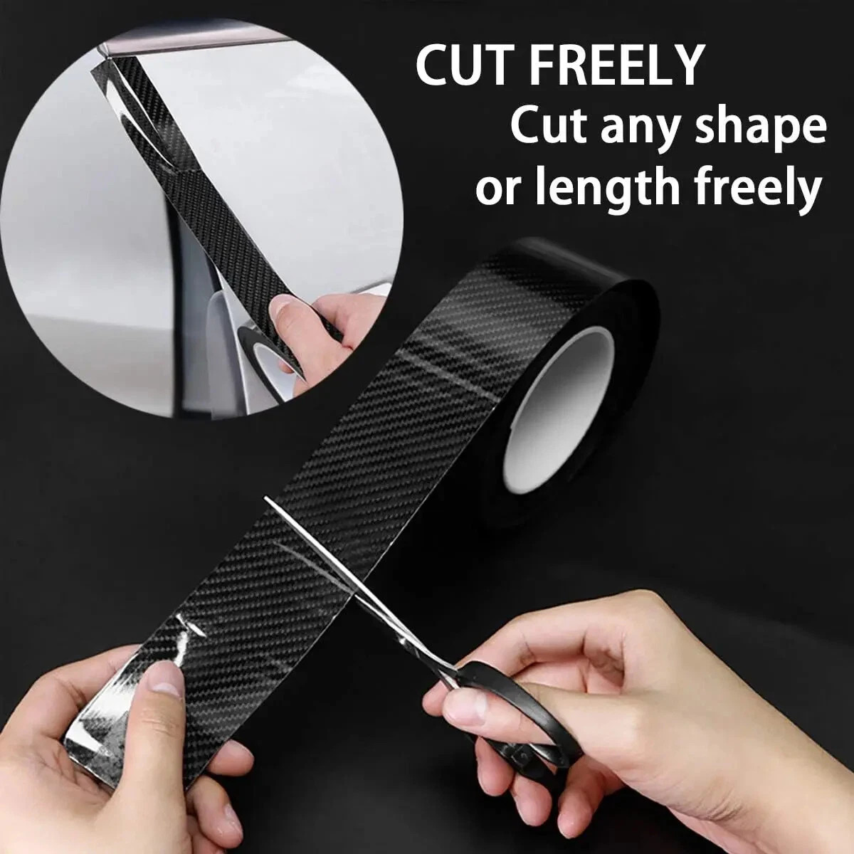 Carbon Fiber Car 3D Tape Sticker Door Mirror Self Adhesive Paste Protector Strip