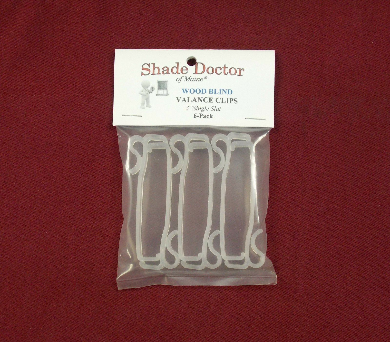3″ Single Slat VALANCE CLIPS for Horizontal Faux WOOD or MINI BLINDS (6-Pack)