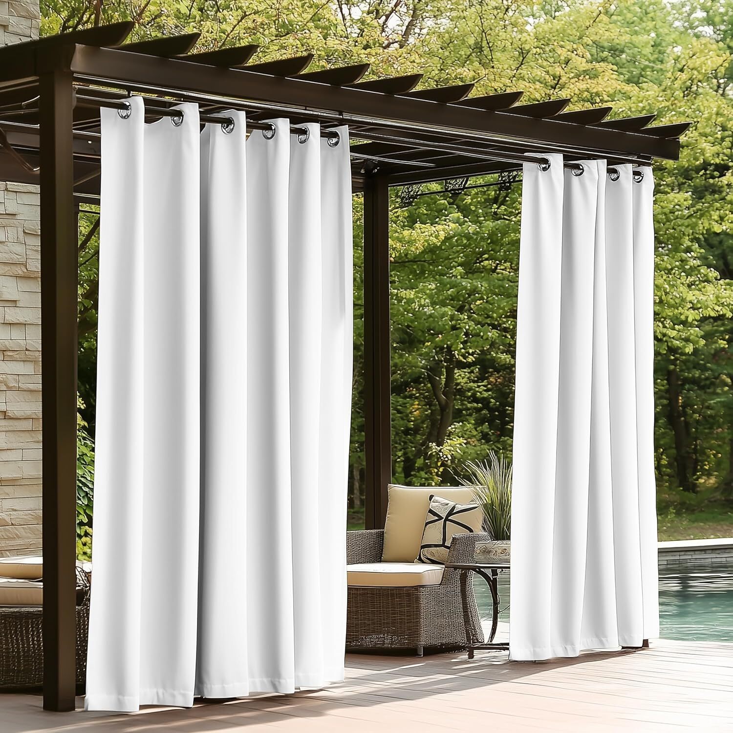 Waterproof Outdoor Curtains Patio Blackout Curtain Thermal Insulated for Pergola