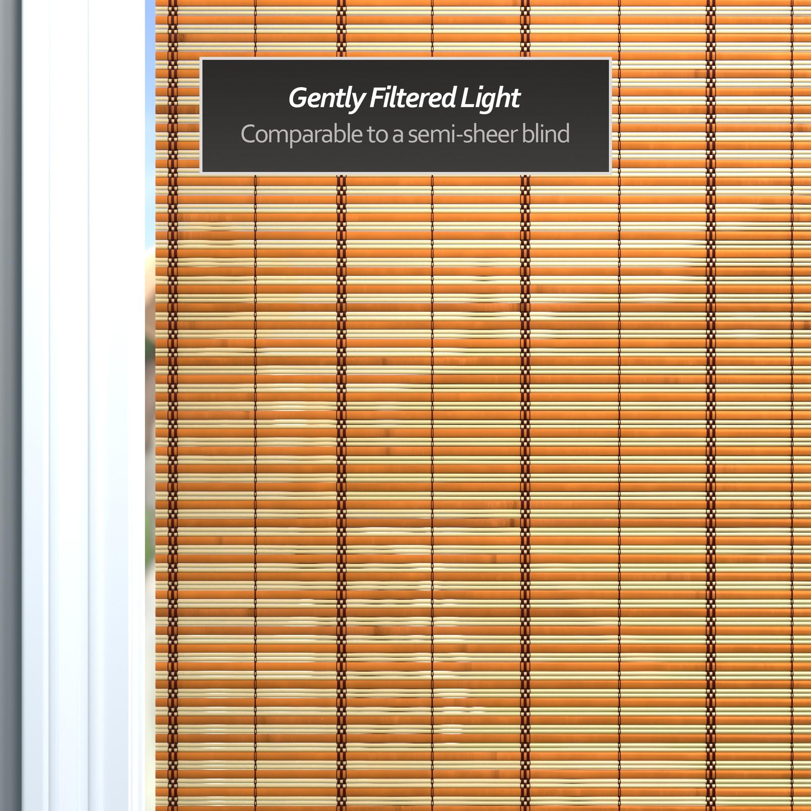 Red Lantern Burnt Bamboo Cordless Window Shade – Two-Tone Honey 60 Wide