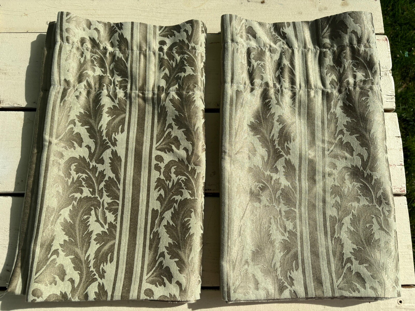 2 Curtain Valances Green 60/40 Cotton/Poly 84W”x17L” Bridgeport USA
