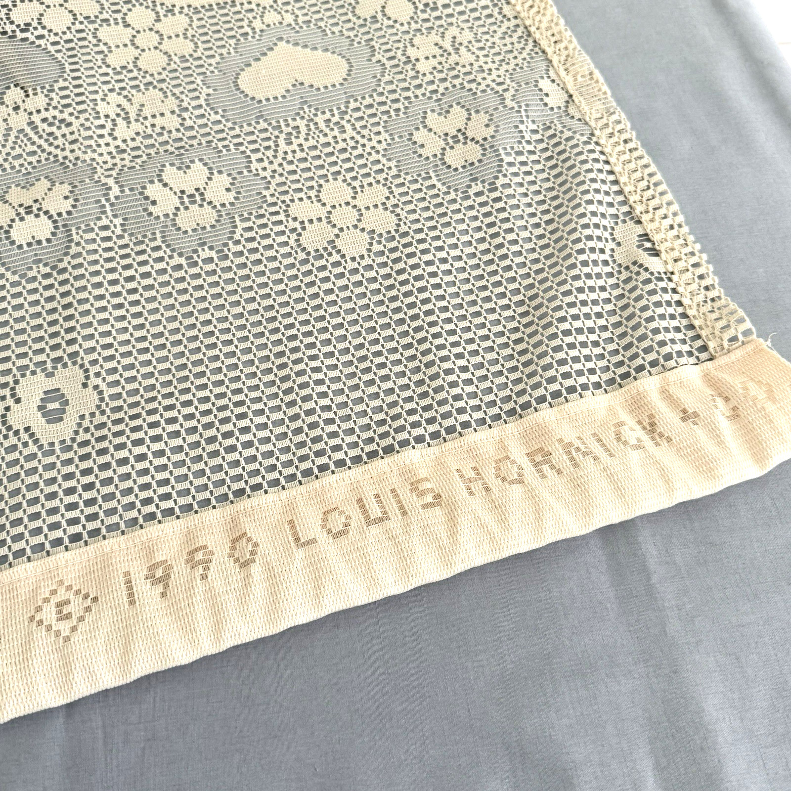 Vtg 90s Country Hearts Louie Hornick Lace Window Valance Cottagecore Granny 59″