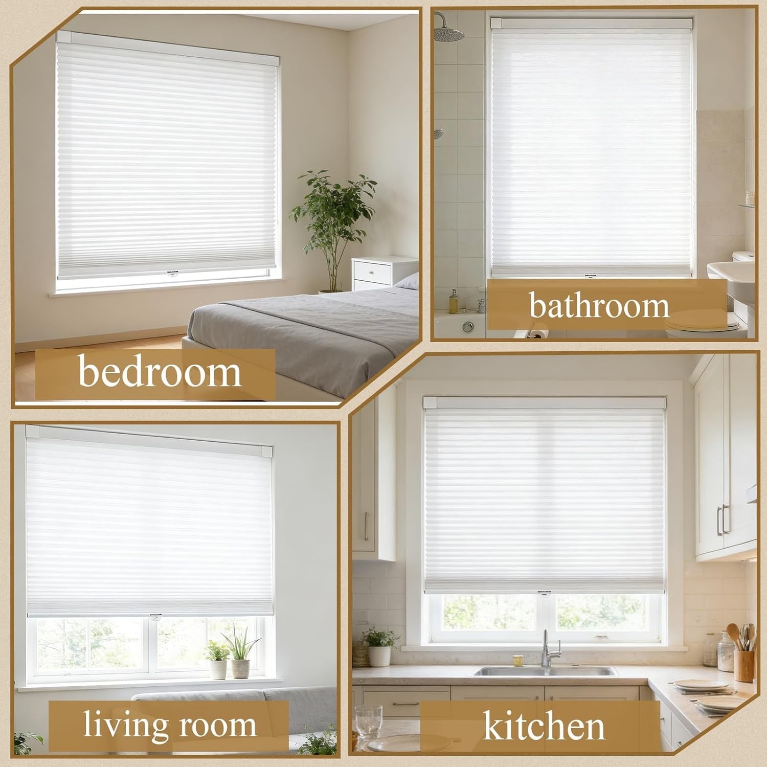 Customizable Cordless Honeycomb Blinds, Noise Reducing & Light Filtering, 31×36″