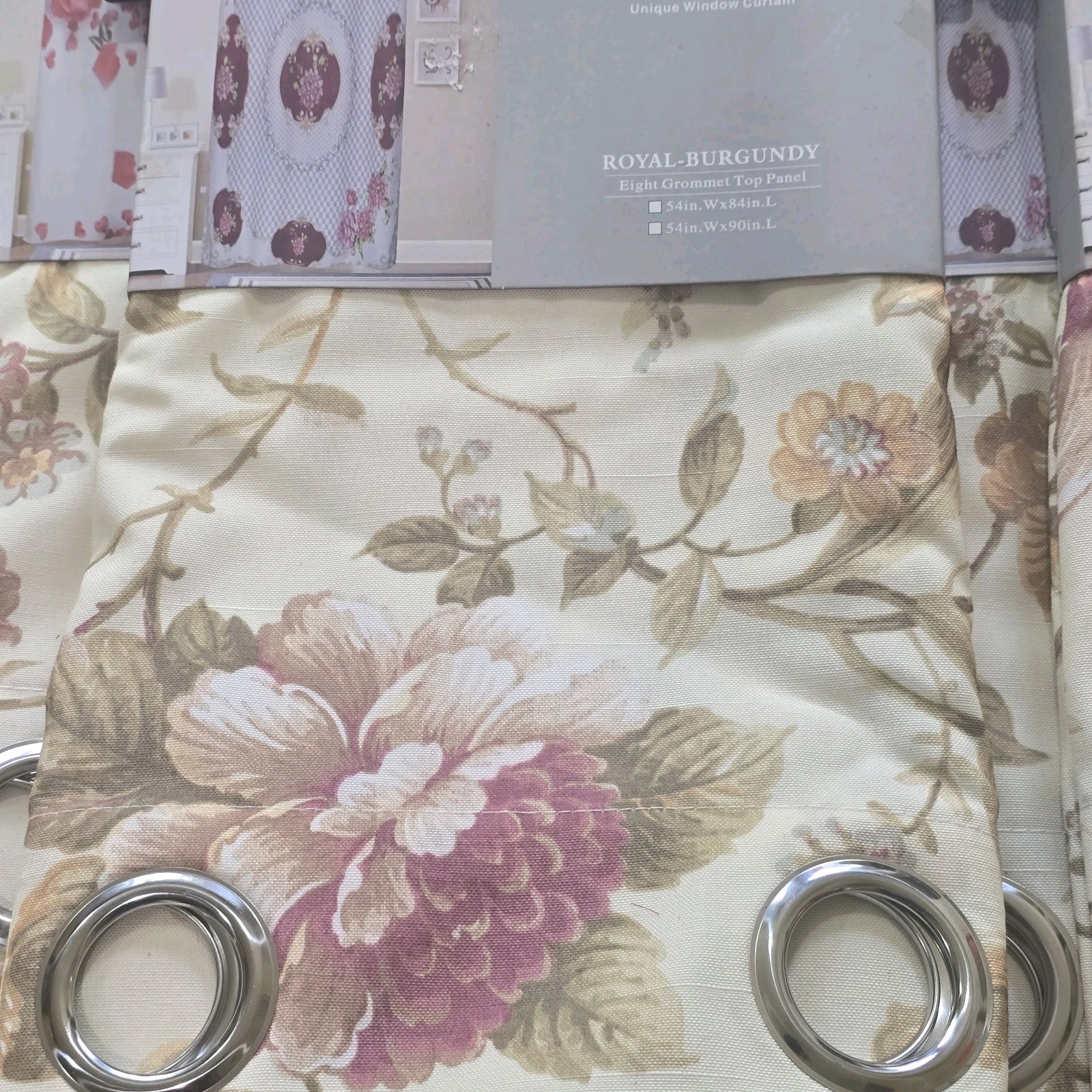 4 Pair of Royal Burgandy Eyelet Ring Strong material Curtain Sets of 2 54′ 84″