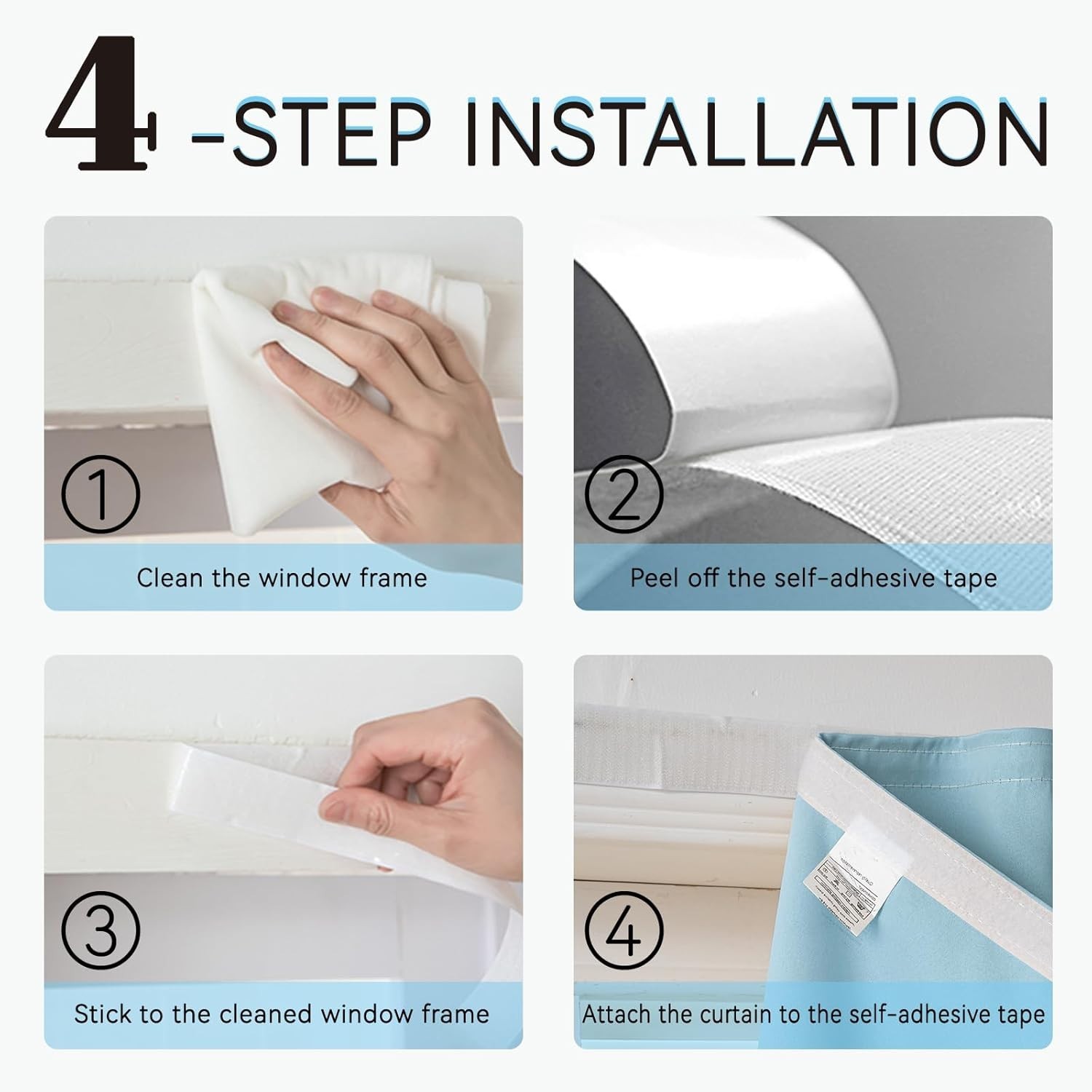 Durable Adhesive Blackout Curtains – 35x71in Lake Blue, Ideal for Apartments