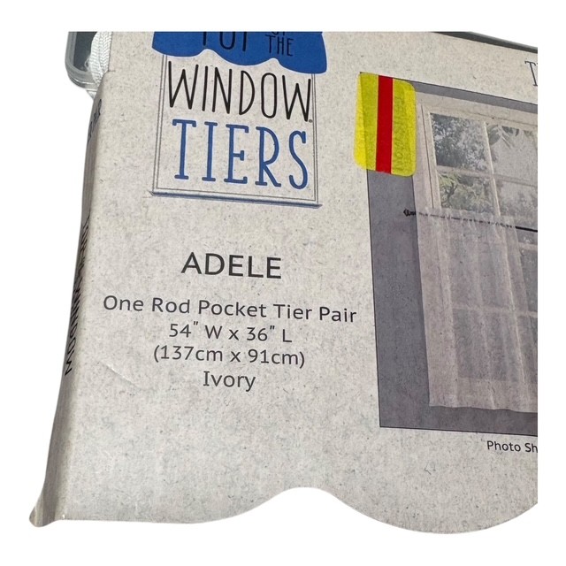Lichtenberg Adele Ivory Rod Pocket Tier Pair Curtains 54″ W x 36″ L Leaf