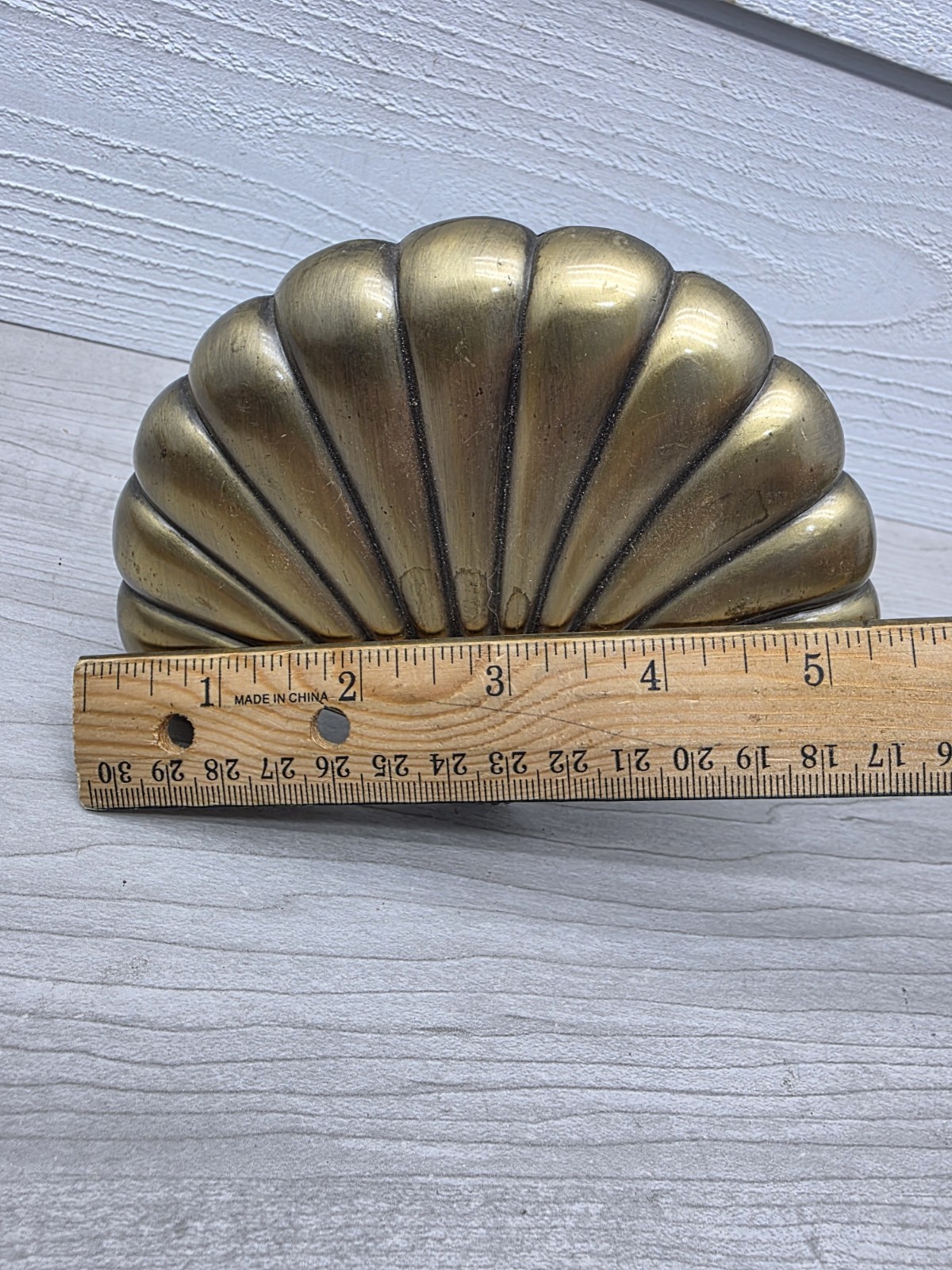 Vintage Brass Shell Curtain Tieback Hook Regency Beach Drape Tie Back
