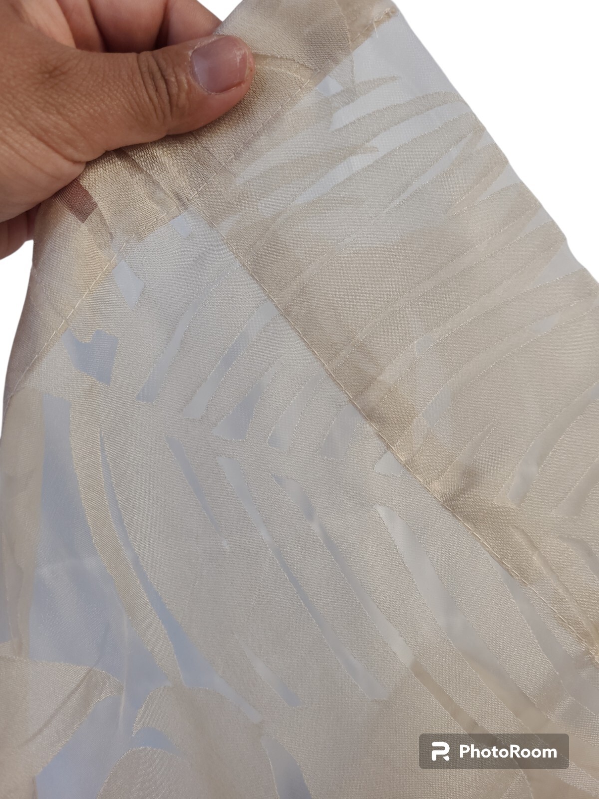 Madison Park Leilani Natural Palm Leaf Burnout Window Panel Sheer 50 in. X 63 in