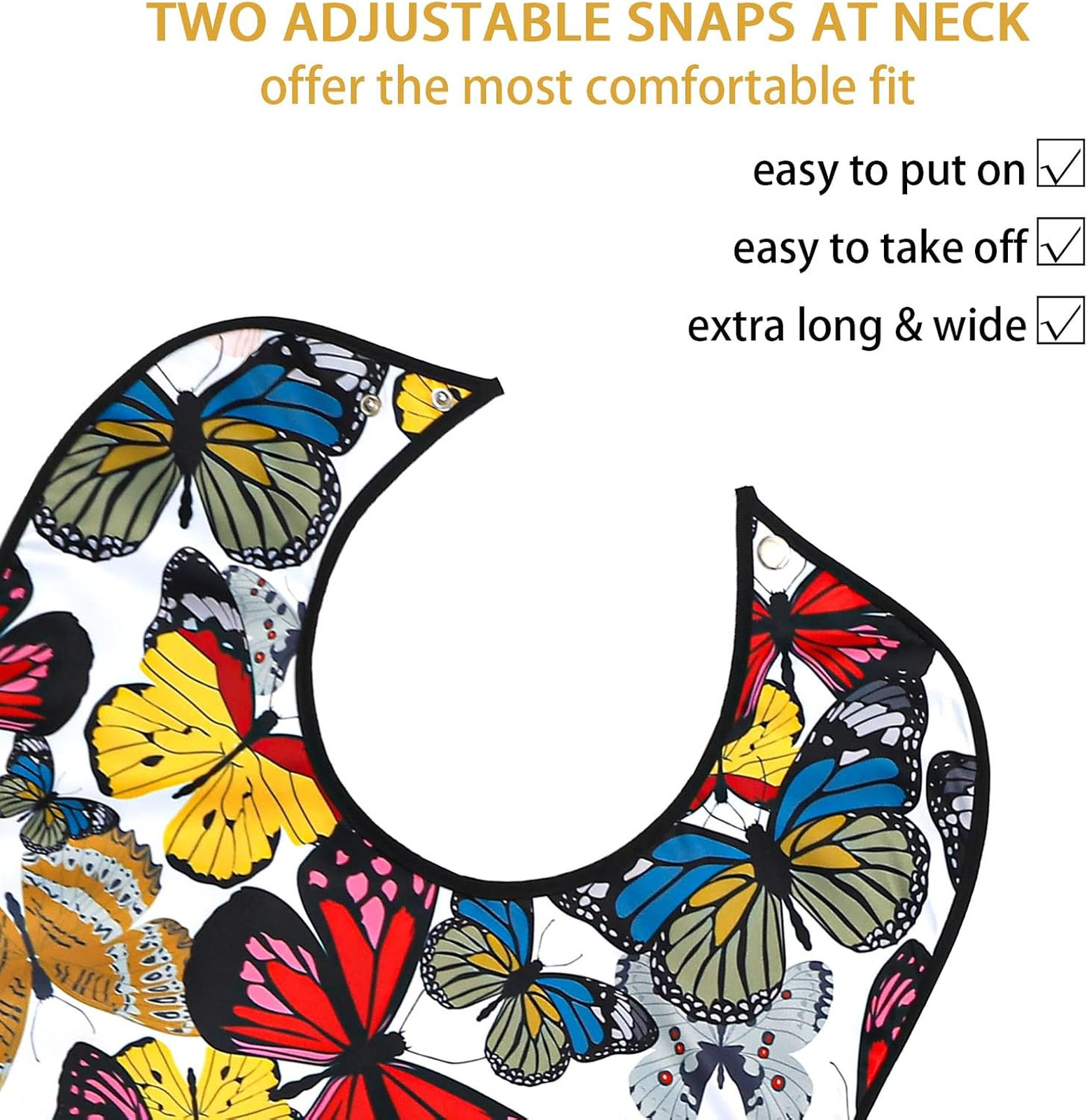Adult Bibs 3 Pack Reusable Waterproof Dining Clothing Protector for Women with