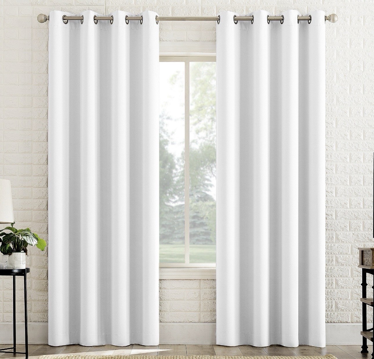 2 Panels SunZero Broderick Theatre Grade Total Blackout Curtains 52″ x 84” White