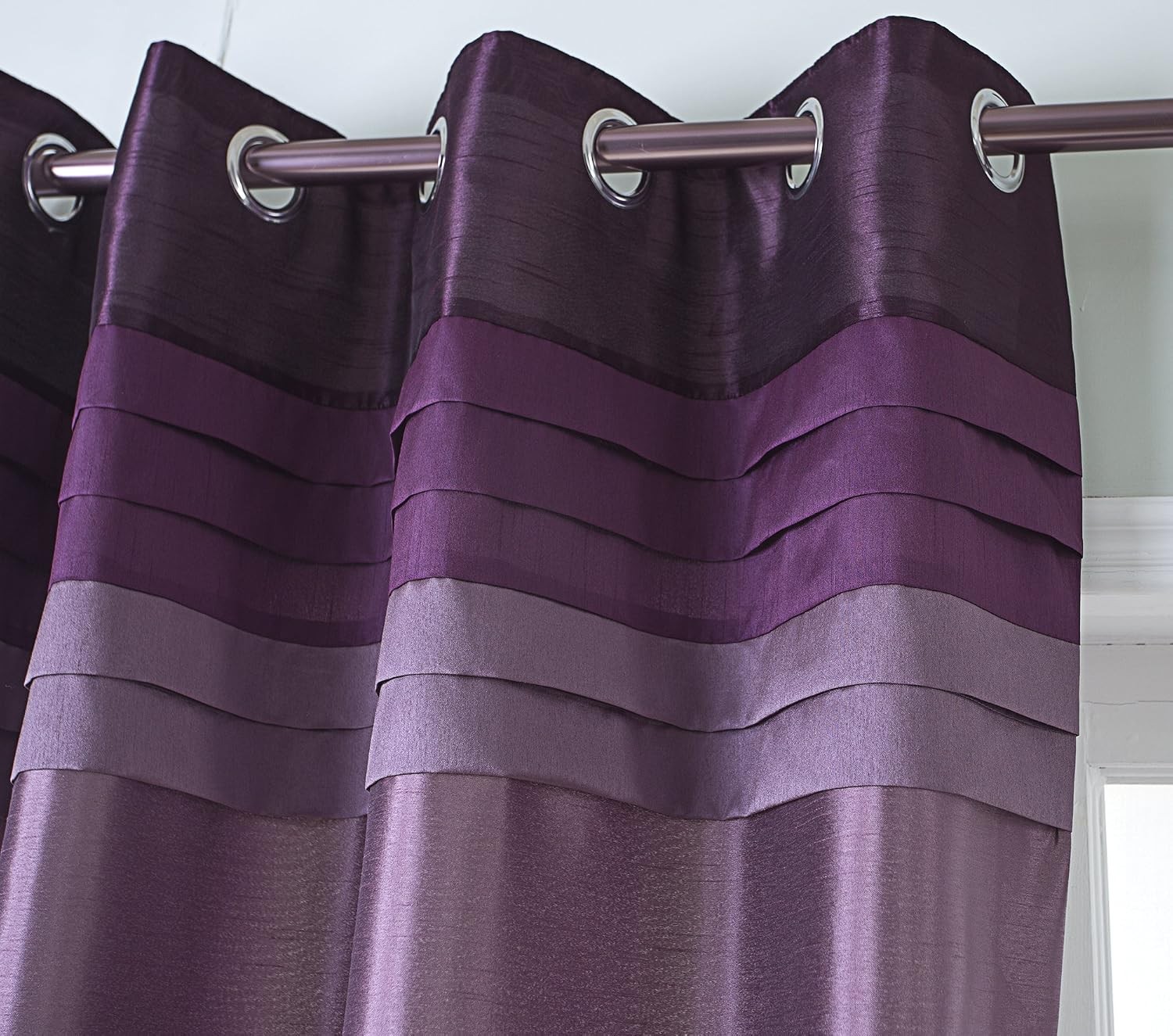 2 Panels 52×84 inch Grommet Top Faux Silk Room Darkening Curtains, Purple