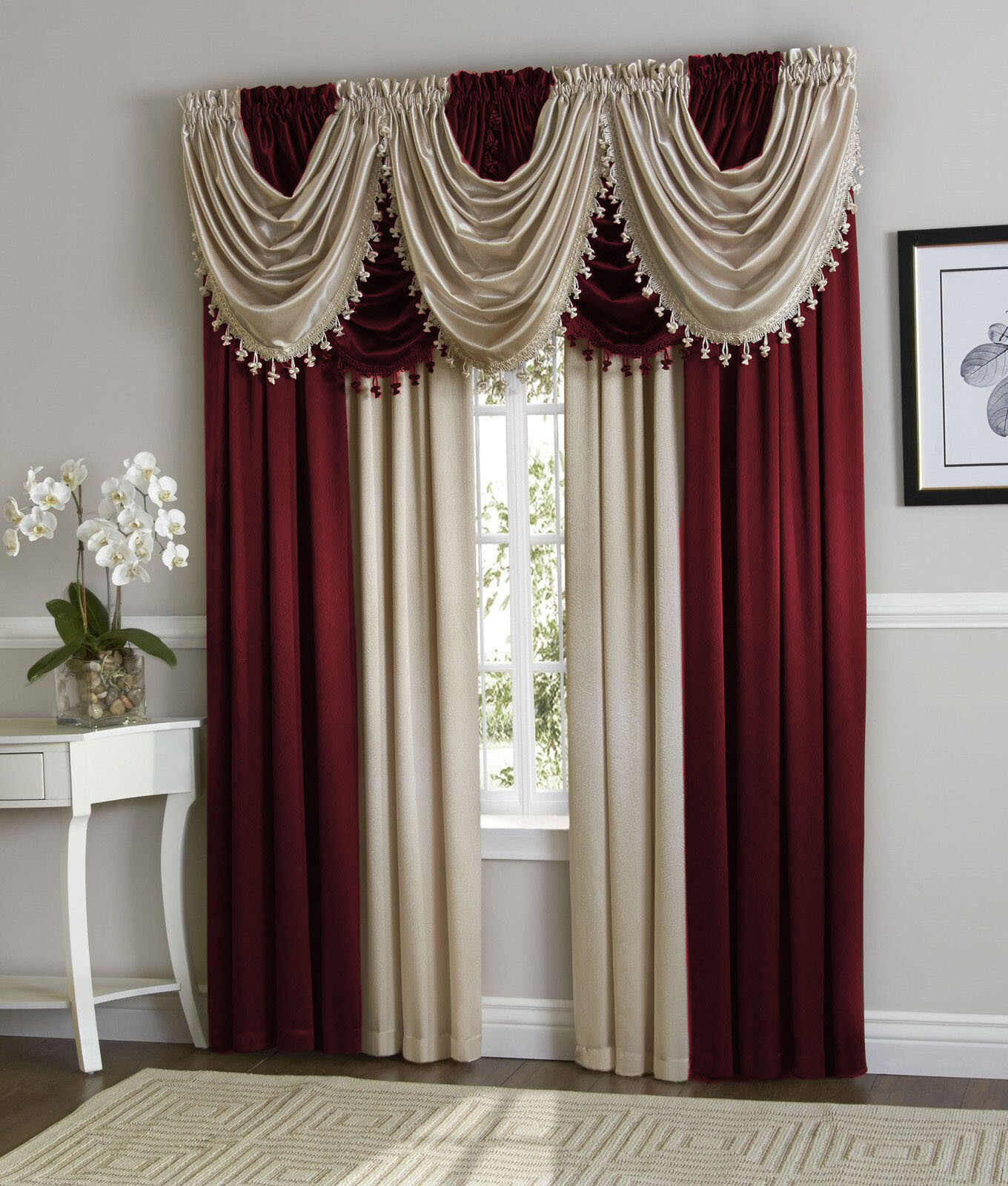 1PC HOLLYWOOD STYLE SOLID SILKY LINEN SEMI SHEER WINDOW CURTAIN PANEL VALANCE